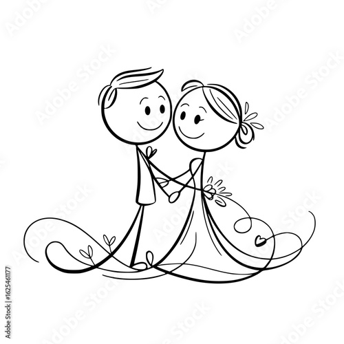 Stick Figure Wedding: A simplistic yet heartwarming illustration of a couple on their wedding day, embracing their love and embarking on a journey of togetherness.