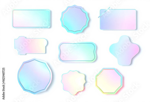 Conjunto de etiquetas colorido gradiente. Vetor.