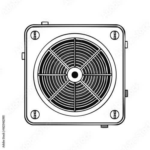 Air conditioning unit condenser fan outdoor system line art illustration