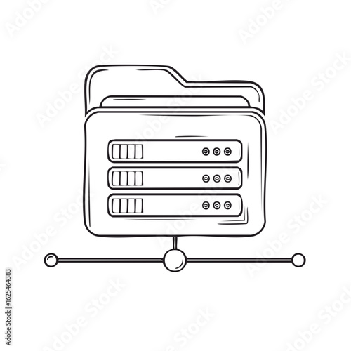 Hand drawn server folder icon for network data storage and hosting