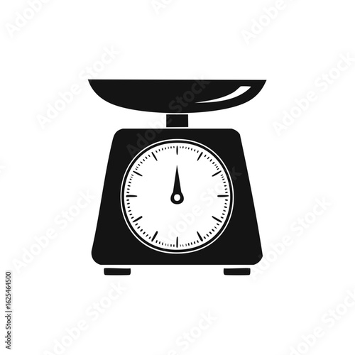 Simple analog kitchen food scale vector icon silhouette for measuring ingredients
