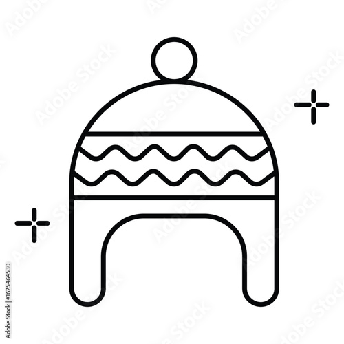 Knitted Earflap Beanie Hat Vector Illustration for Holiday Clothing Design