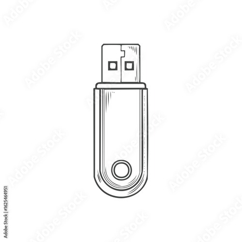 USB flash drive line art illustration digital storage device technology