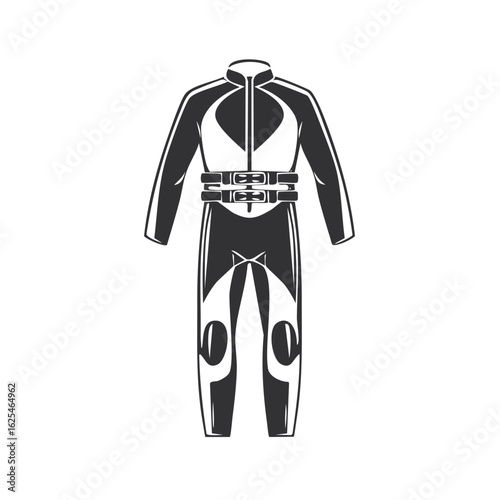 Professional motorsports racing full body suit protective apparel vector icon illustration