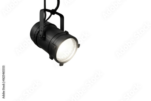 Single led spotlight hanging and illuminating with transparent background