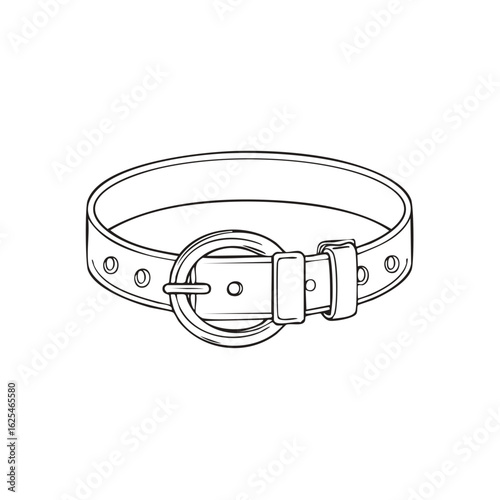 Outline Drawing of Belt with Buckle and Eyelets Fashion Accessory Design Element