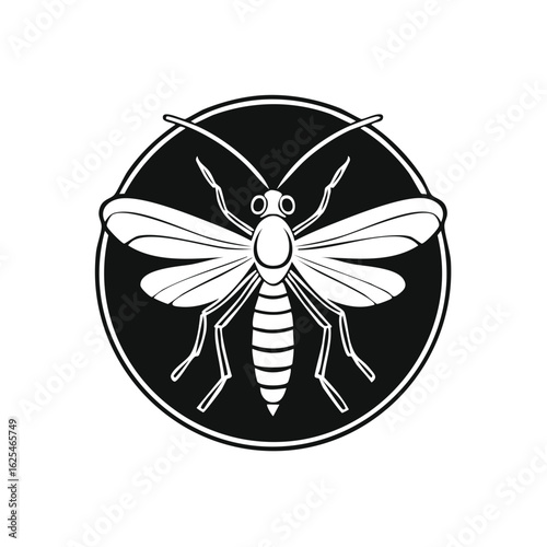 Mosquito Silhouette Vector Illustration: Insect Art with Circular Background
