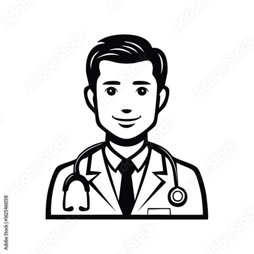 Friendly male doctor with stethoscope and lab coat professional medical healthcare worker illustration