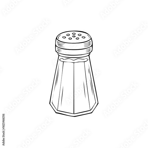Monochrome Outline Illustration of a Classic Salt Shaker Kitchen Condiment Dispenser