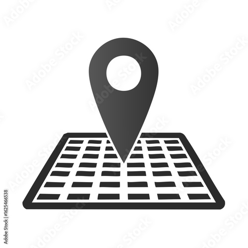 Map Pin Location Marker Icon on Stylized Grid Map for Navigation and Destination Pinpointing