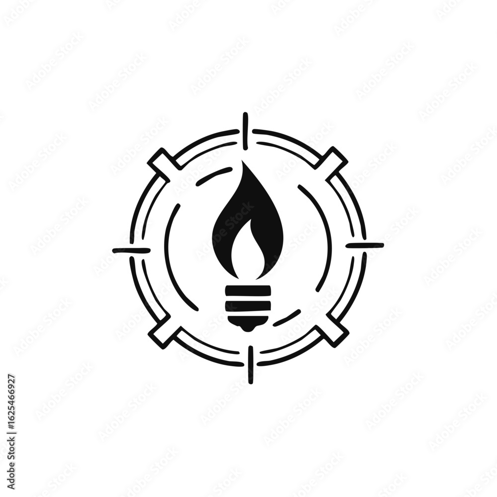 Obraz premium Light bulb with flame inside a target symbol representing innovation focus