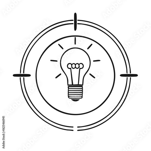 Targeted Innovation: Light Bulb in Crosshairs, Idea Focus, Goal Setting