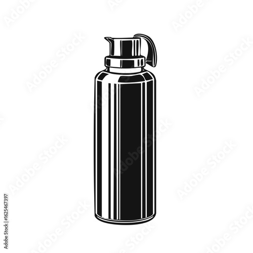 Black and white insulated water bottle illustration for hot or cold beverages