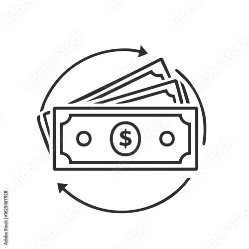Money Flow Icon Financial Transaction Cycle Cash Exchange Payment Transfer Concept