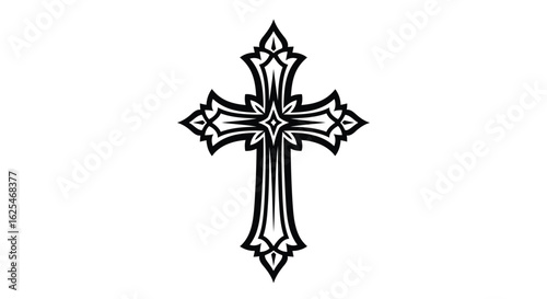 Vector art of ornate christian cross symbol isolated on white background