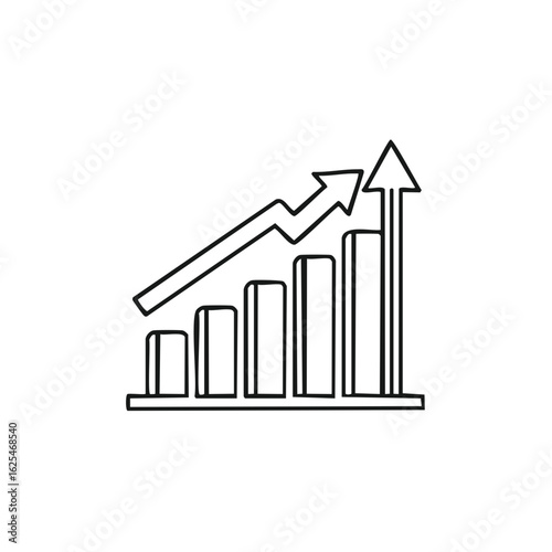 Free Download Simple line icon of a growing bar graph with an upward arrow symbolizing business success and profit - GFXLoad