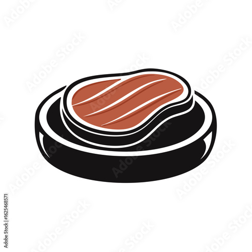 Stylized Beef Steak on a Dark Plate Abstract Food Illustration