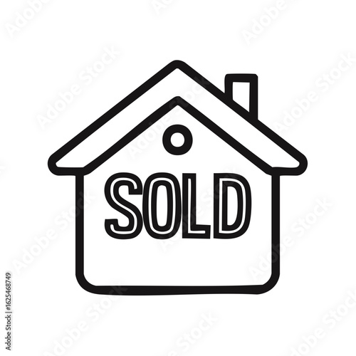 Hand-drawn house icon with the word 'SOLD' displayed prominently