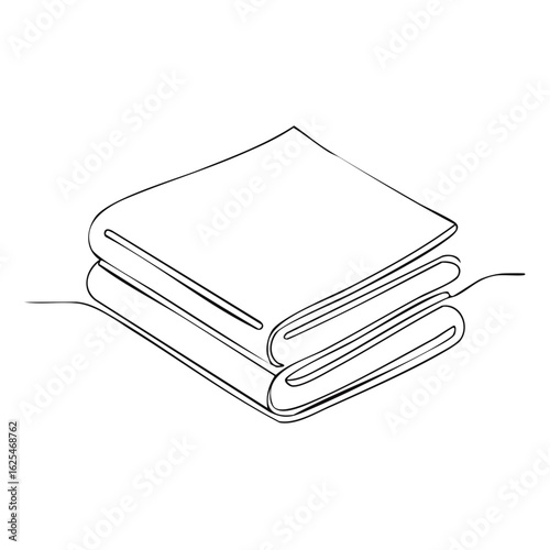 Folded Towels Stack Line Art Simple One Line Drawing Minimalist Illustration