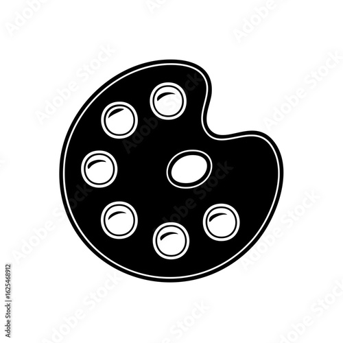 Artist paint palette icon silhouette. Simple black vector graphic for painting and creativity.