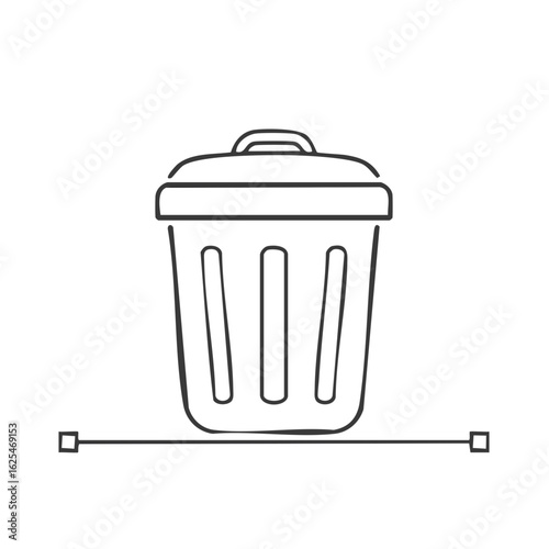 Trash can linear icon with editable stroke. Hand drawn garbage bin doodle, waste management symbol.