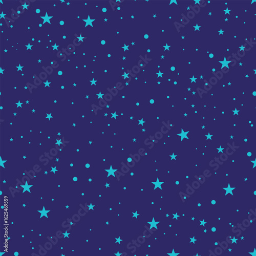 Seamless neon blue stars with purple background