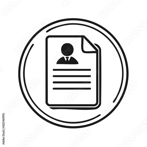 User profile document icon showing personal data and professional resume for employment