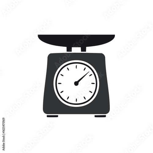 Illustration of a Balance Scale with Analog Gauge for Weight Measurement in Dark Silhouette