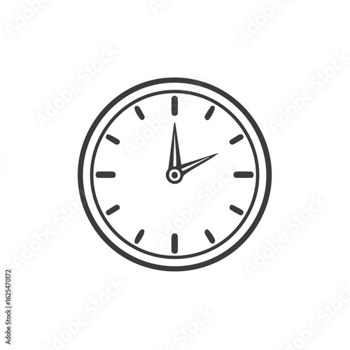 Free Download Simple line art analog clock face showing approximate time with hour and minute hands - GFXLoad