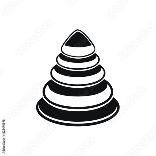 Children's stacking ring pyramid toy simple black and white icon