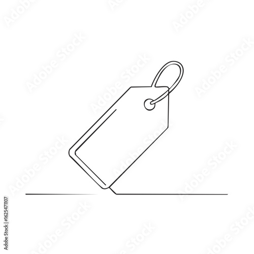 Continuous line drawing illustration of a price tag, representing retail sale and shopping deals with minimalist simple style
