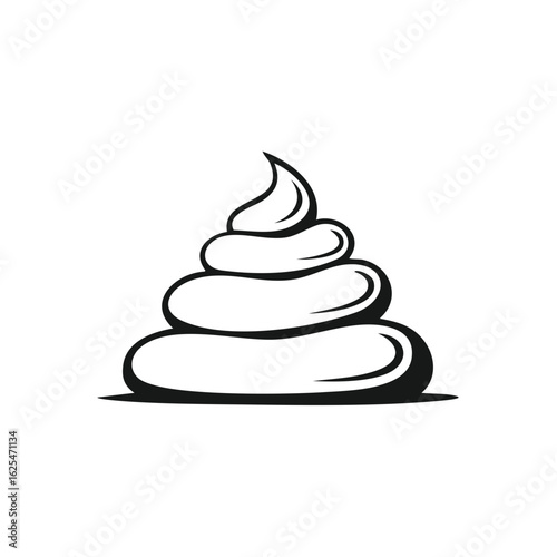 Simple Black and White Pile of Feces Icon Illustration. Cartoon Style Poop Design Vector.
