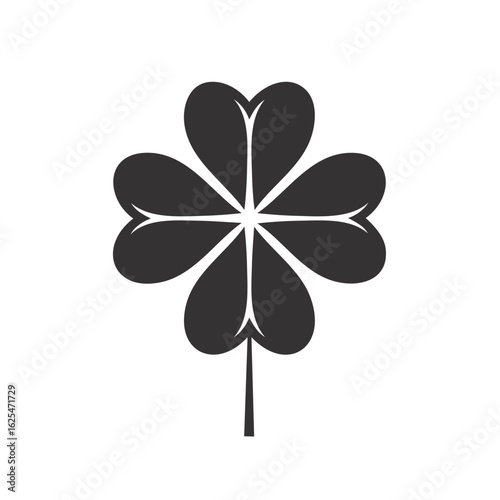 Four Leaf Clover Symbol of Good Luck and Fortune Minimalist Design