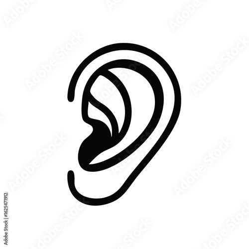 Monochrome Ear Illustration Human Sense Organ Anatomy Icon Medical Healthcare Concept