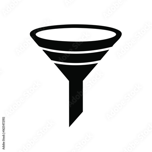 Black and White Icon of Funnel or Filter for Data Collection and Analysis Processes