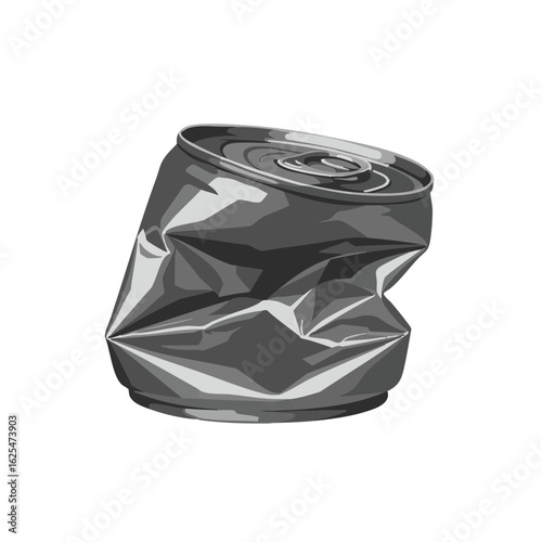 Vector illustration of crushed lid realistic style on white background, damaged object