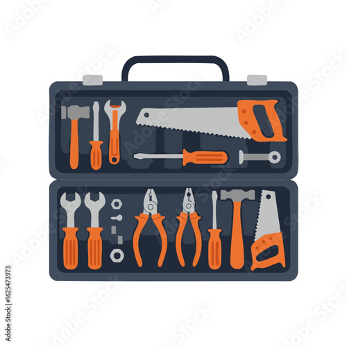 Vector illustration of toolbox tray realistic style on white background, storage accessory