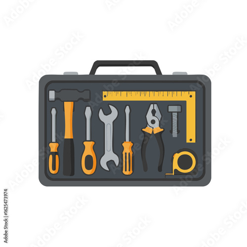Vector illustration of toolbox tray realistic style on white background, storage accessory