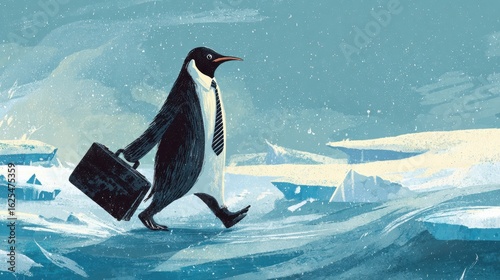 Wallpaper Mural a business penguin with a briefcase walking on ice. Torontodigital.ca