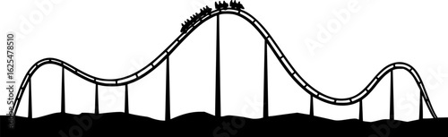 Rollercoaster silhouette vector. Rollercoaster Black flat icon illustration