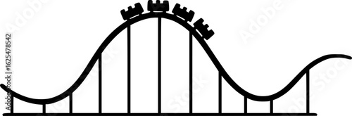 Rollercoaster silhouette vector. Rollercoaster Black flat icon illustration