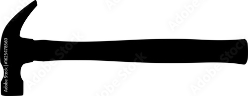 Black and white illustration of a classic claw hammer tool concept art. Vector illustration silhouette isolated on white background 