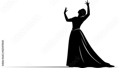 Woman Opera Singer singing  vector illustration Silhouette isolated on white background 