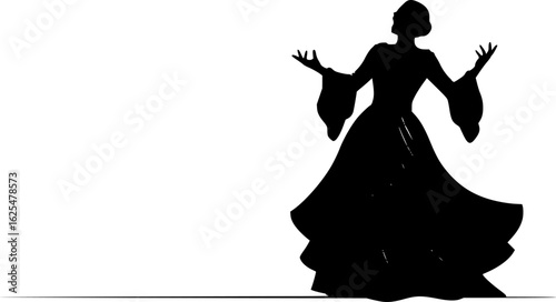 Woman Opera Singer singing  vector illustration Silhouette isolated on white background 