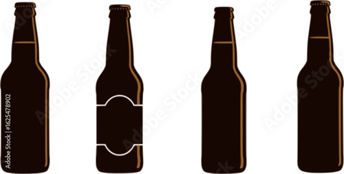 Beer bottle vector icon set
