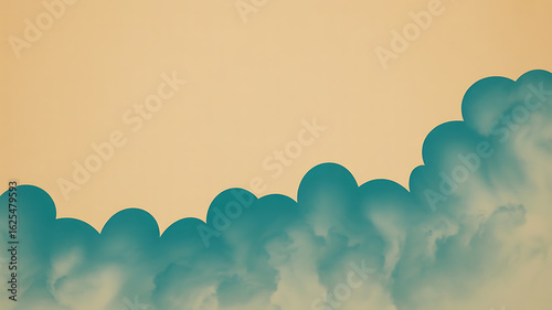 Blue spheres emerge from a hazy background, creating a sense of depth and abstract form.