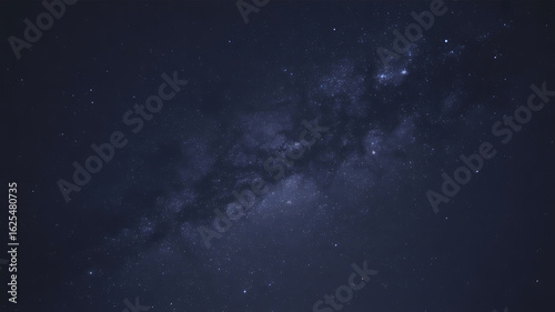 Vast, dark blue night sky filled with countless stars and a hazy galactic band.