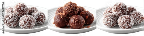 Wallpaper Mural Chocolate coconut balls displayed on three plates Torontodigital.ca