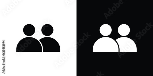 Users icon collection. Black and white filled vector illustration.