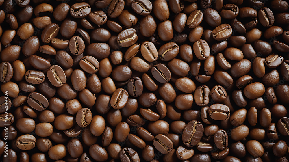 Fototapeta premium Roasted coffee beans, close-up view.